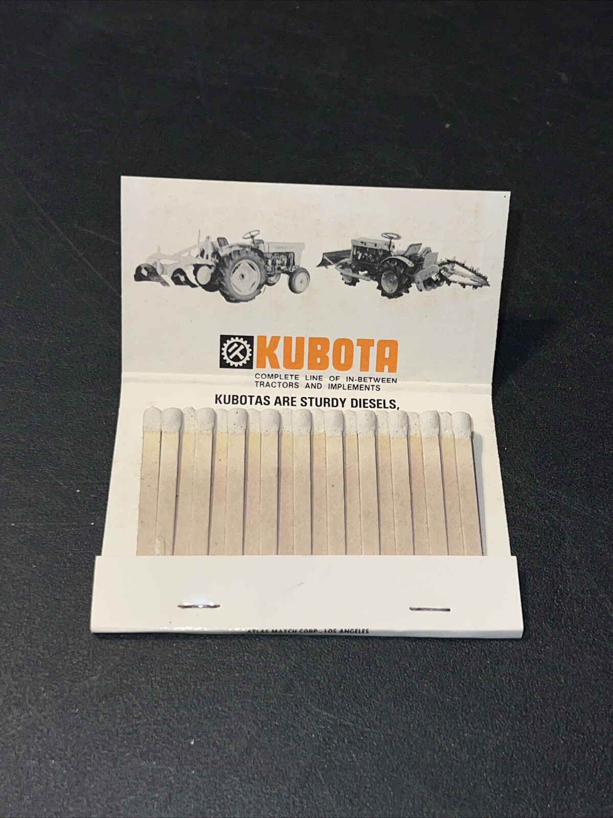 Vtg Kubota Tractor Matchbook Farmersville Equipment Ephrata Pa
