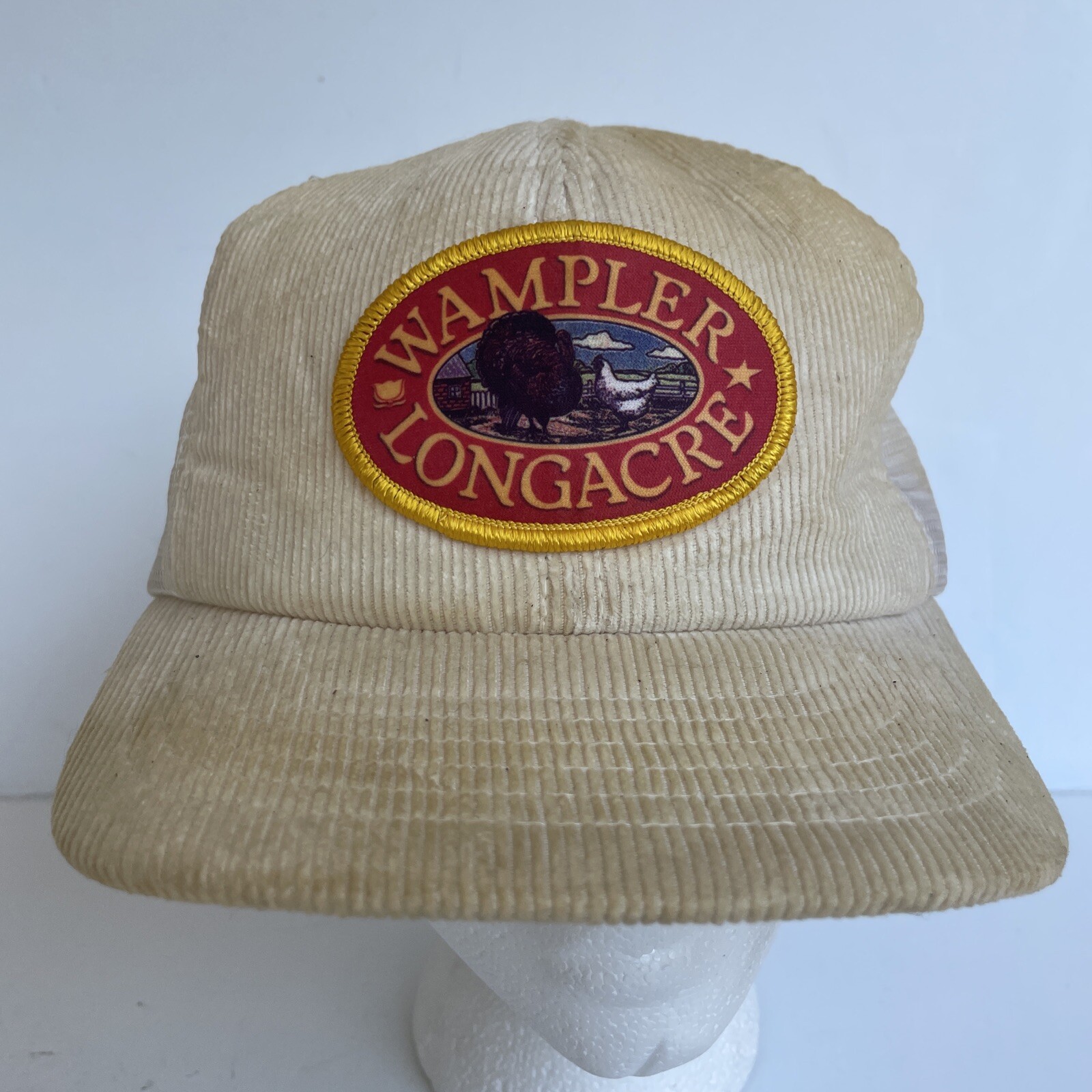 Wampler Longacre Corduroy Mesh Hat Snapback Cap Beige Yupoong
