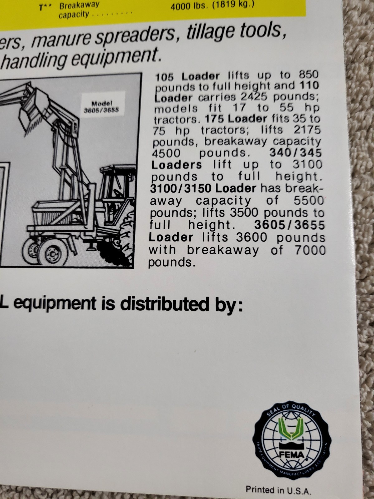 DUAL 340 / 345 Tractor Front LOADER BROCHURE John Deere MF Sioux Falls, SD.