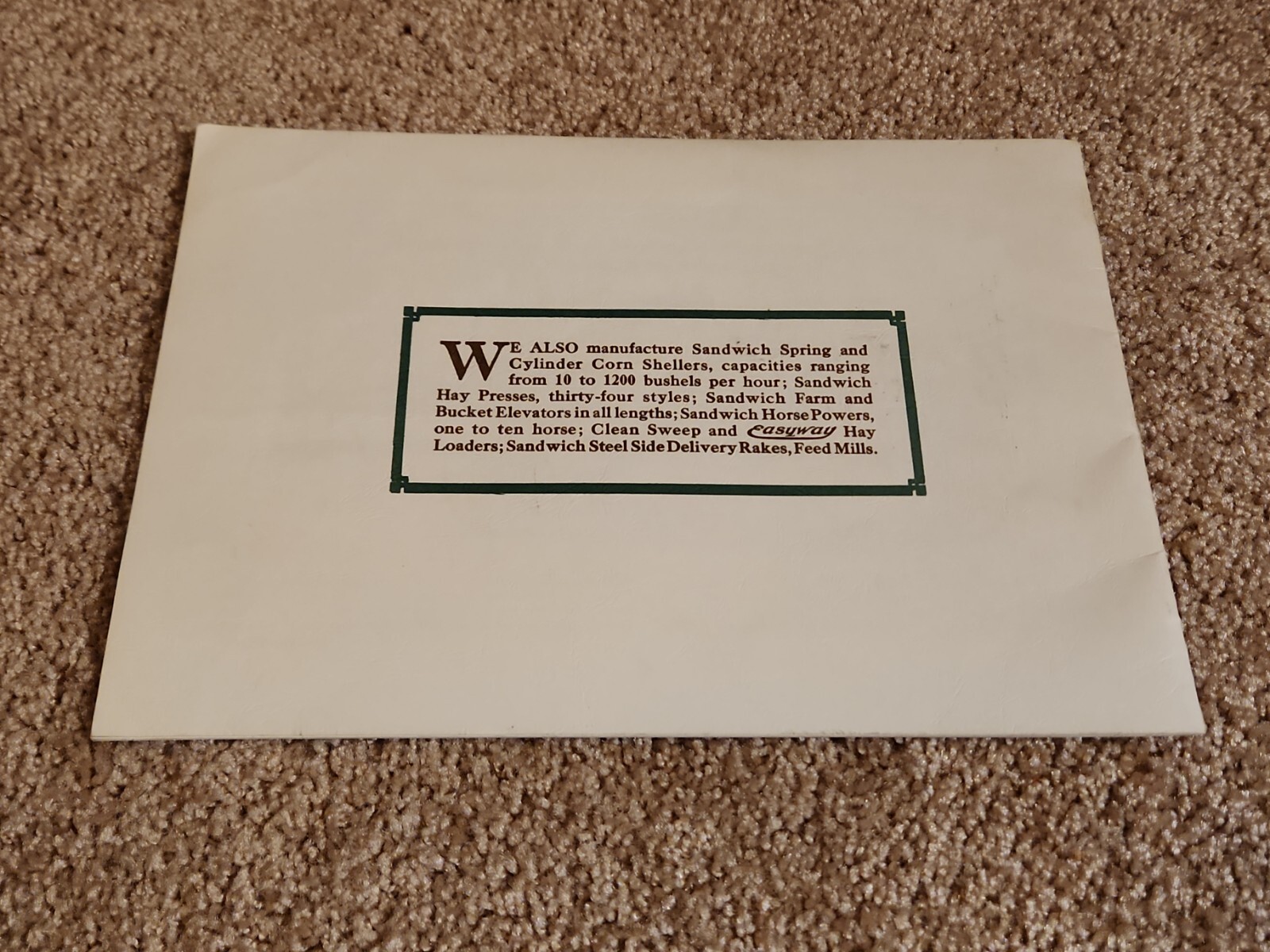 Sandwich Gasoline Hit Miss Engines Catalog Reprint