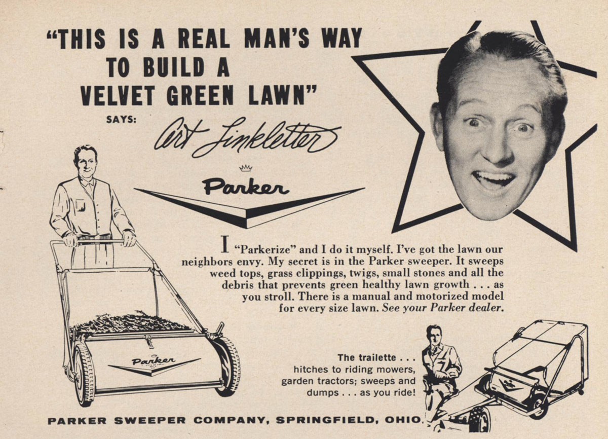 1961 Parker Sweeper: Art Linkletter Real Mans Way Vintage Print Ad