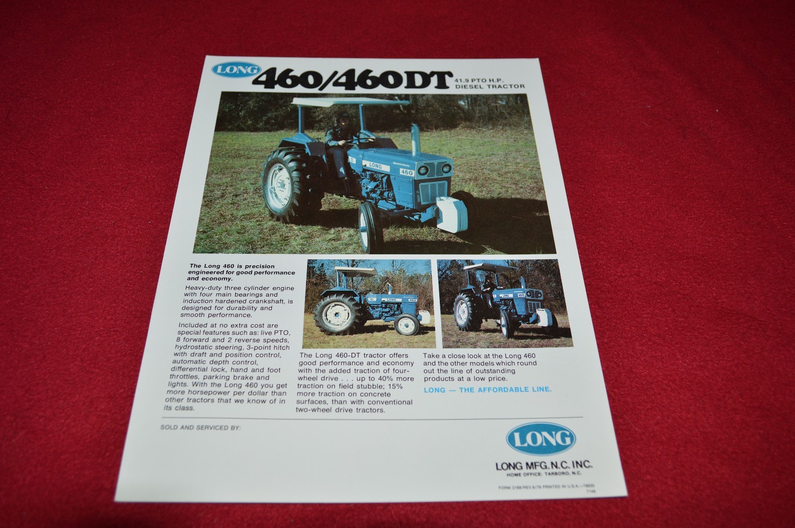 Long 460 460DT Tractor Dealers Brochure 2168 LCOH