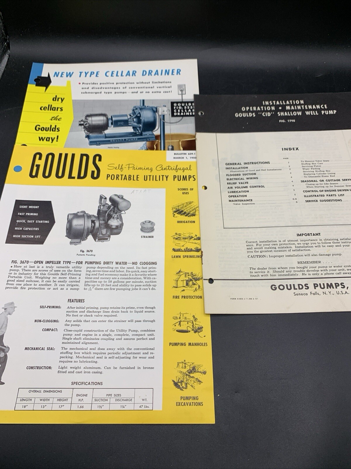 Large Lot 1940’s Goulds Pumps Sales Brochures-Install-Maintenance-Price Lists