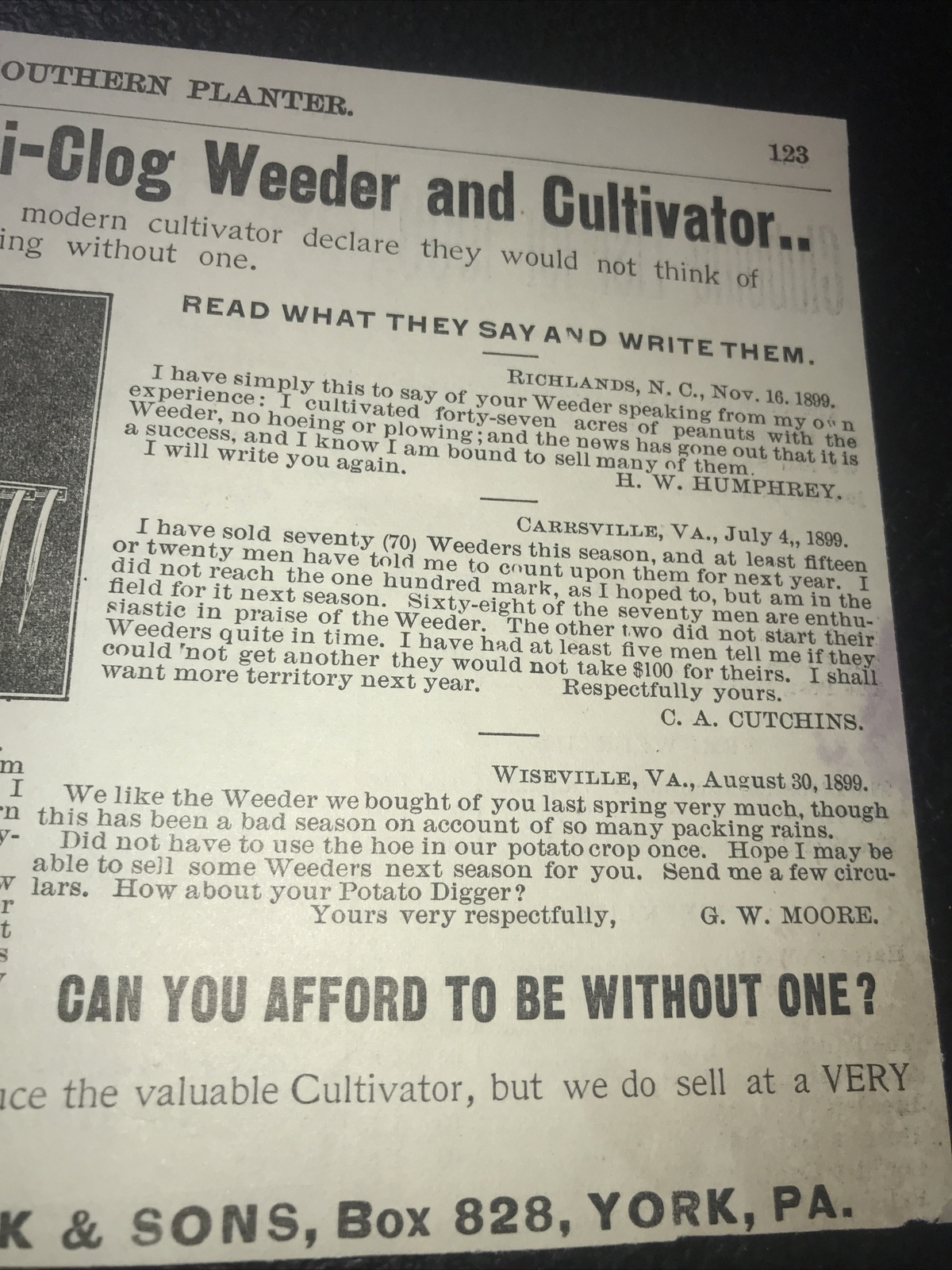 1900 Hallock & Sons Success Cultivator Farm Advertising – Richmond – Virginia