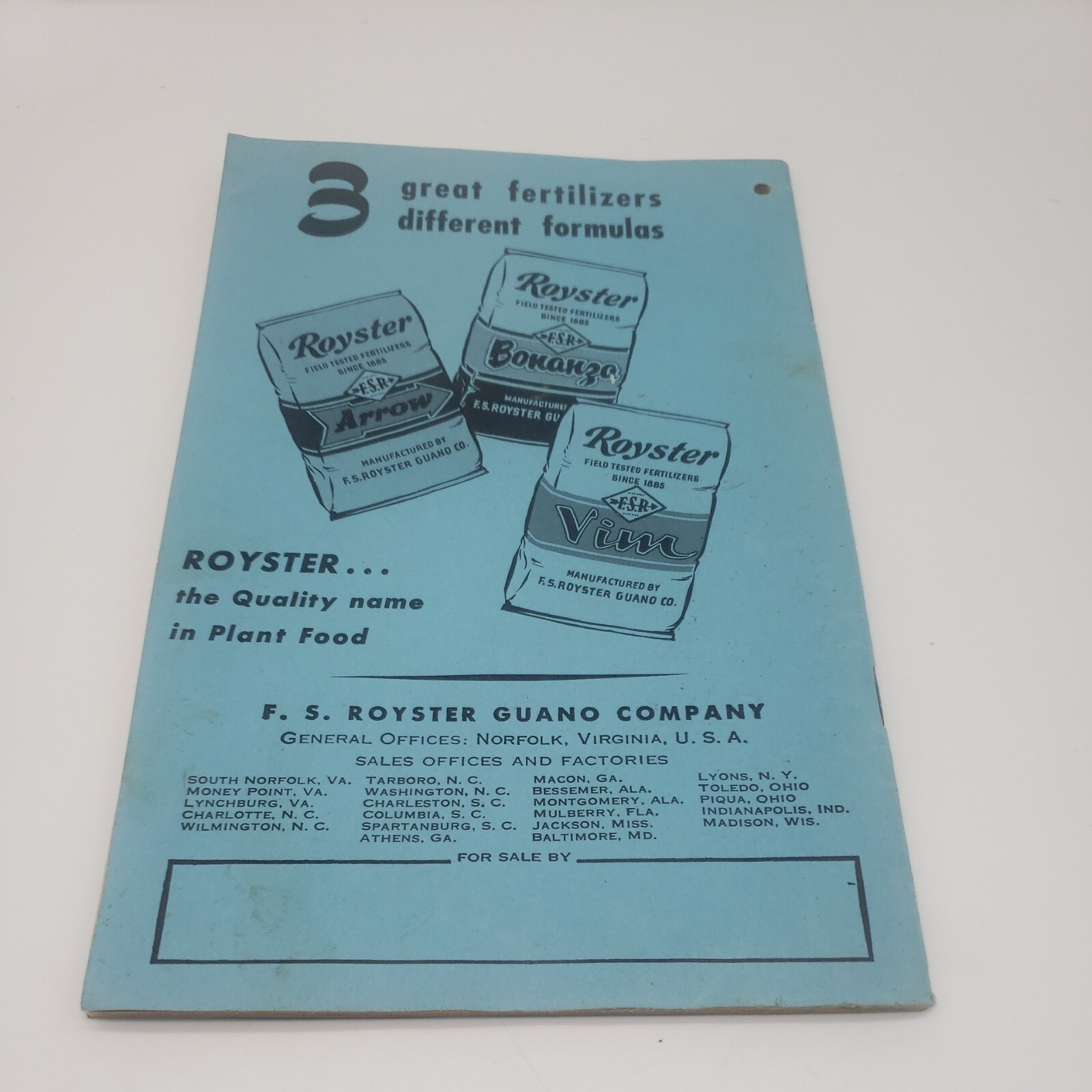 Vintage 1959 F.S.Royster Guano Farmer&rsquo;s Pocket Almanac Notebook