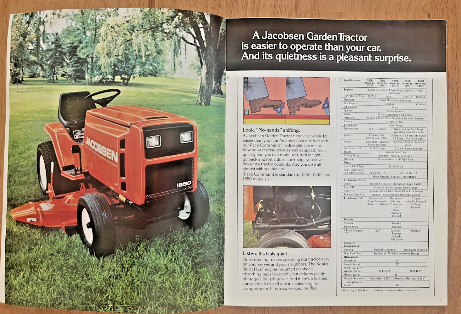 Jacobsen Manf Co 1000 1200 1250 1450 1650 tractor 1978 brochure Racine Wisc
