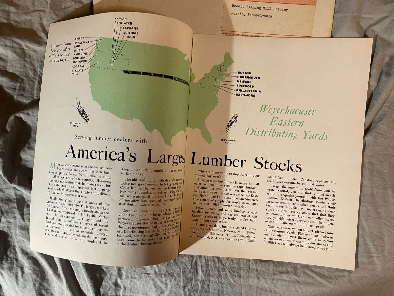1950&rsquo;s Weyerhaeuser Eastern Distributing Yards Brochure Pamphlet Lumber Vintage