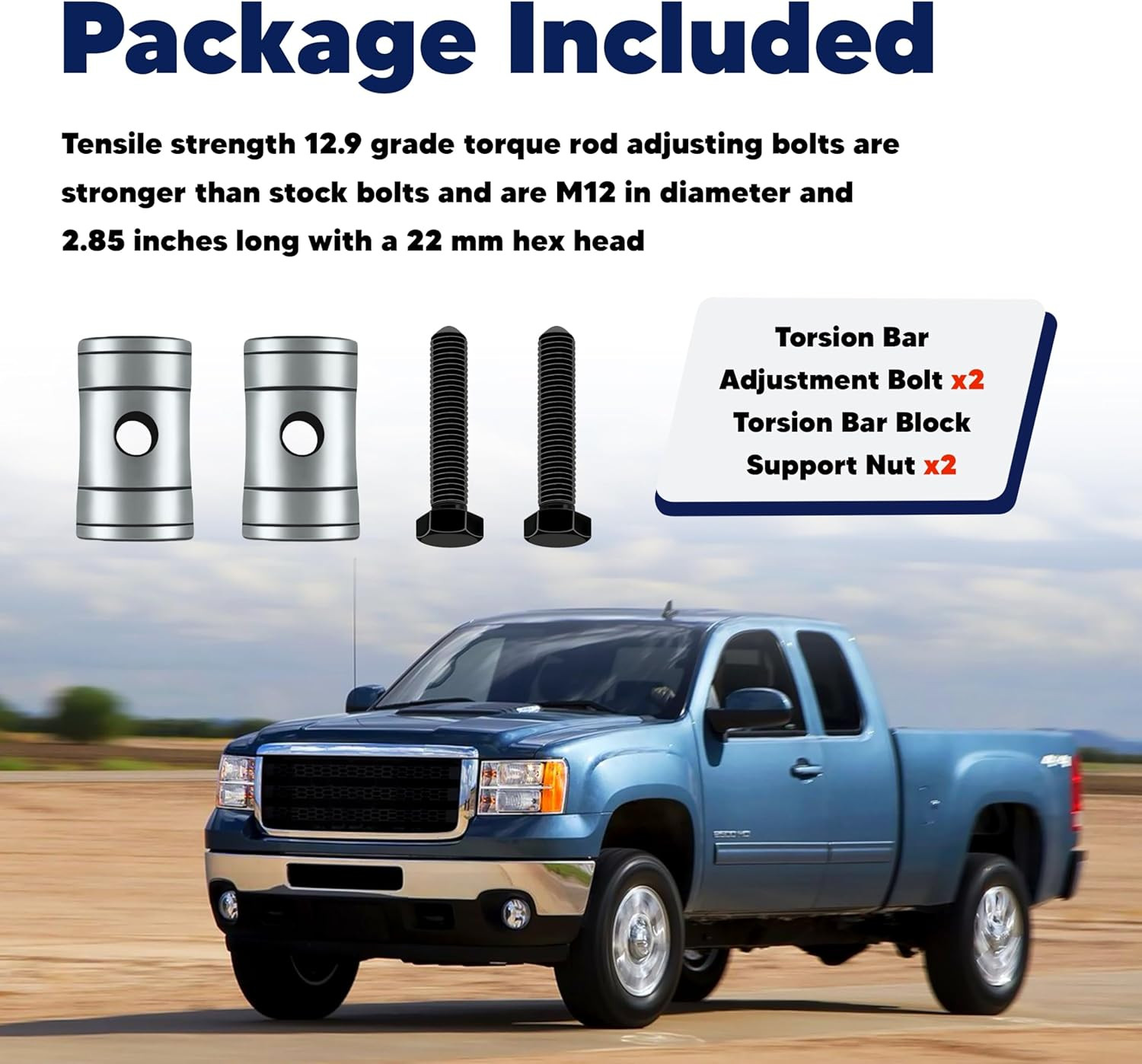 Torsion Bar Adjustment Bolt and Lock Nut Fit for Chevrolet Silverado Tahoe GMC S