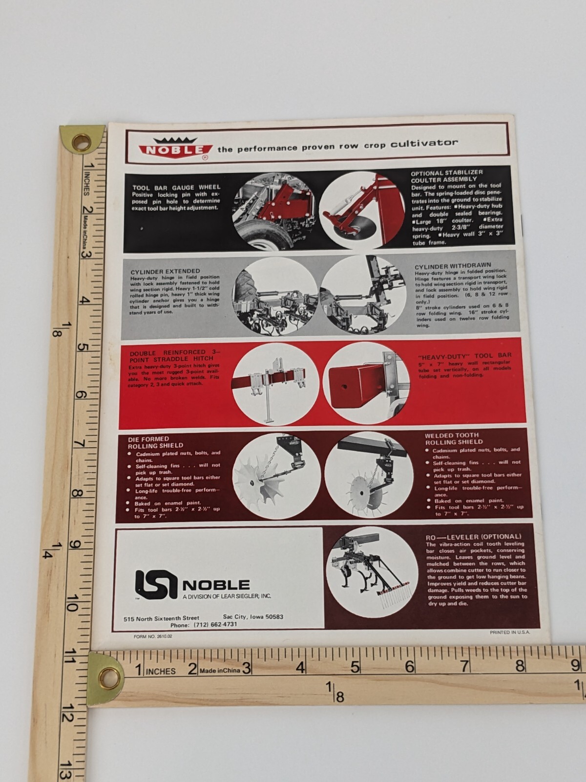 Original Noble 3 Point Mounted Row Crop Cultivator Ro-Runner Brochure