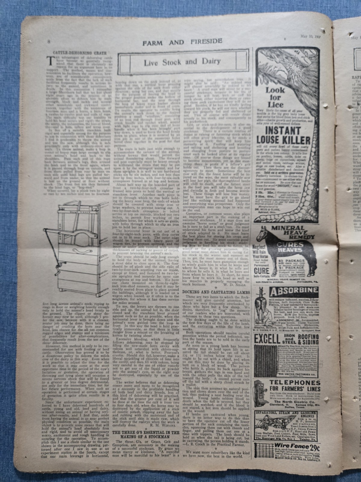 Farm & Fireside Newspaper May 10 1907 Articles News Humor Fashion Ads