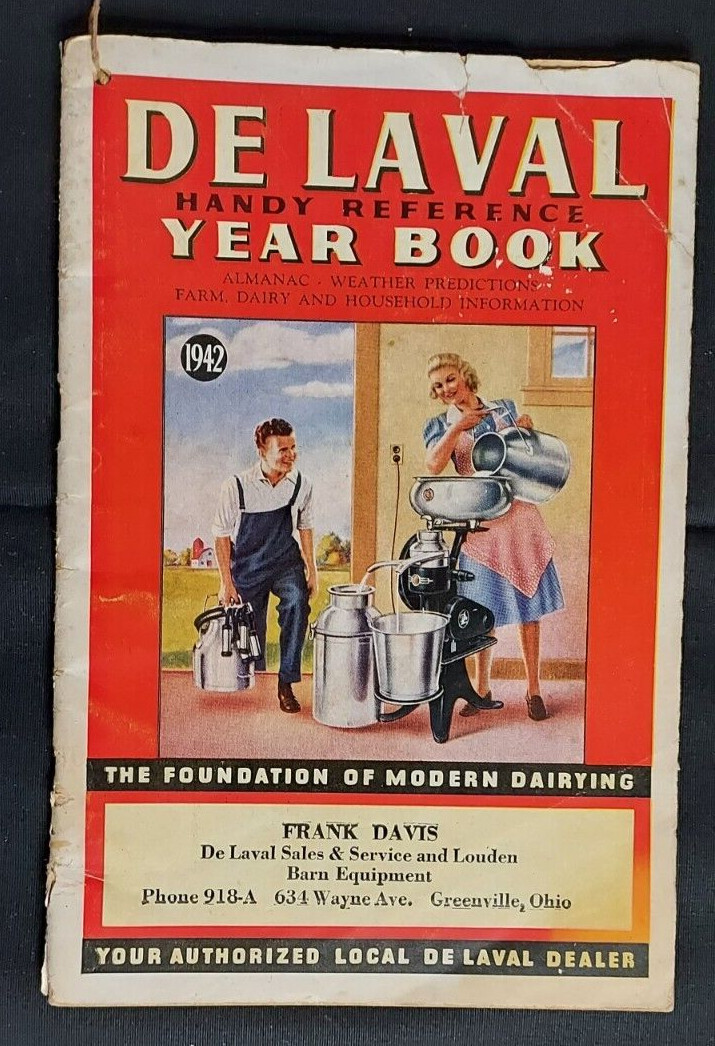 1942 De Laval Reference Year Book Cream Separators Frank Davis Greenville OH