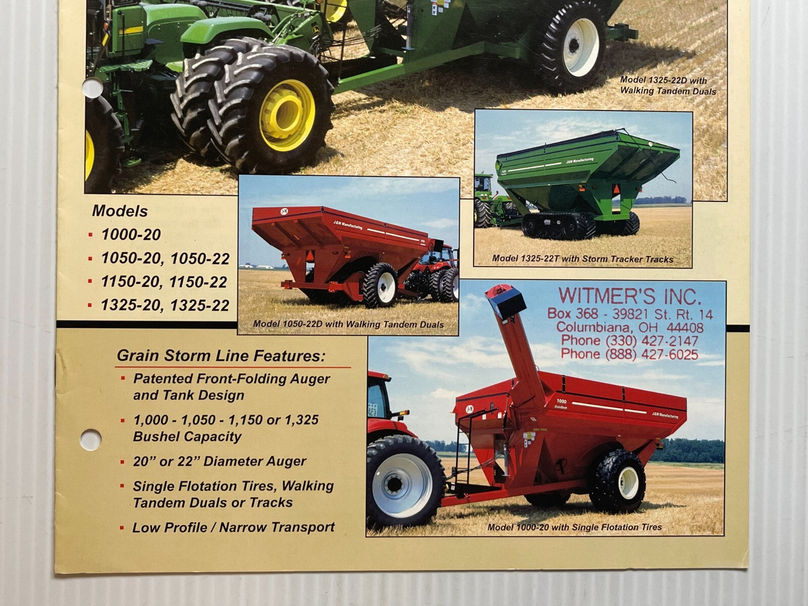 J & M Grain Storm Series Grain Carts – Sales Brochure *Original Dated 2010s*