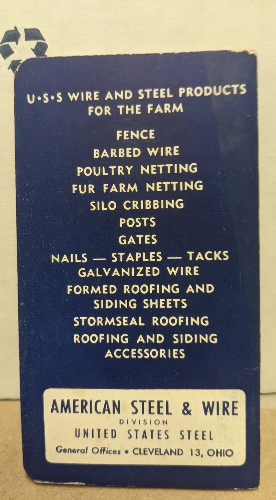 1953 USS American Fence Steel & Wire Pocket Notebook Green Bay Lumber Creston IA