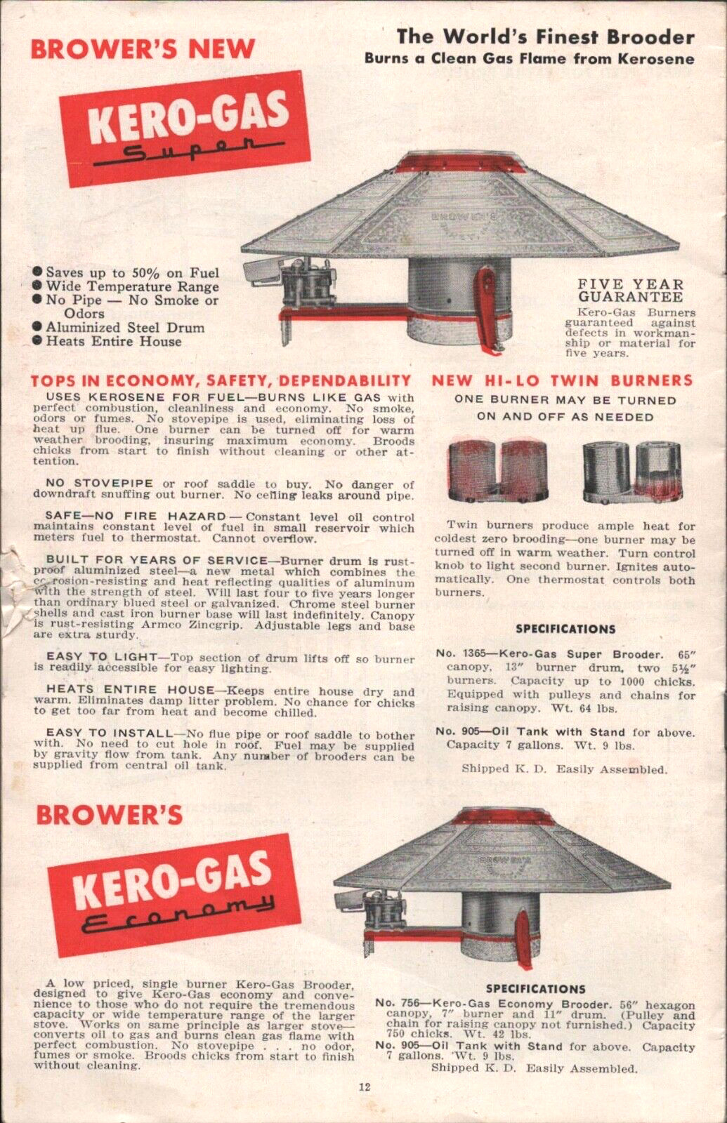 1957 BROWER POULTRY AND HOG EQUIPMENT vintage farming catalog QUINCY, ILLINOIS