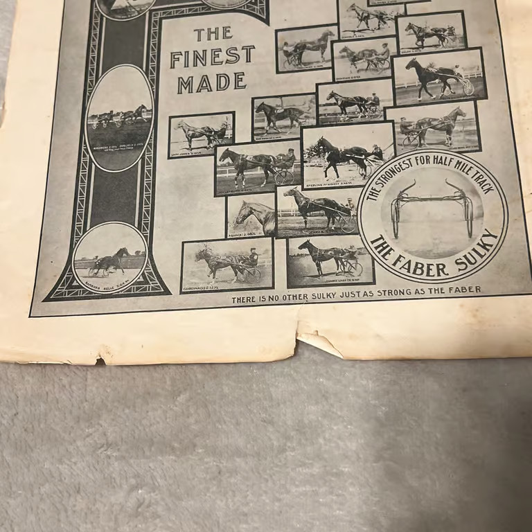 1909 Aber Carts The Faber Sulky Co Rochester New York Horses Vintage Ad V