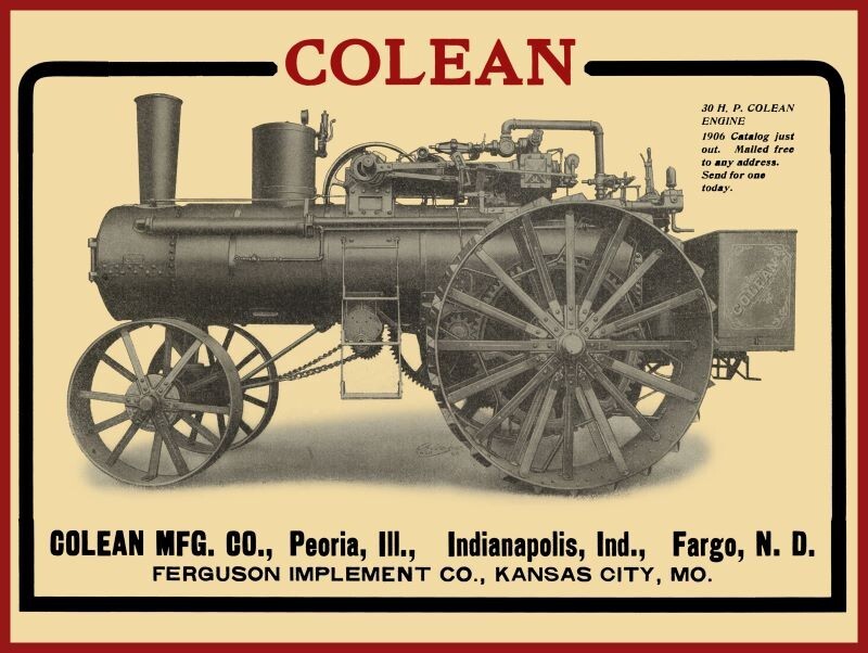1906 Colean Steam Engine, Ferguson Implement Co. NEW Sign 24 x 30&Prime; USA Steel