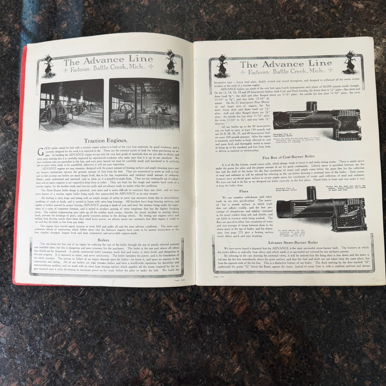 Advance Line M Rumely Co La Porte IN Brochure Battle Creek MI Tractor Equipment