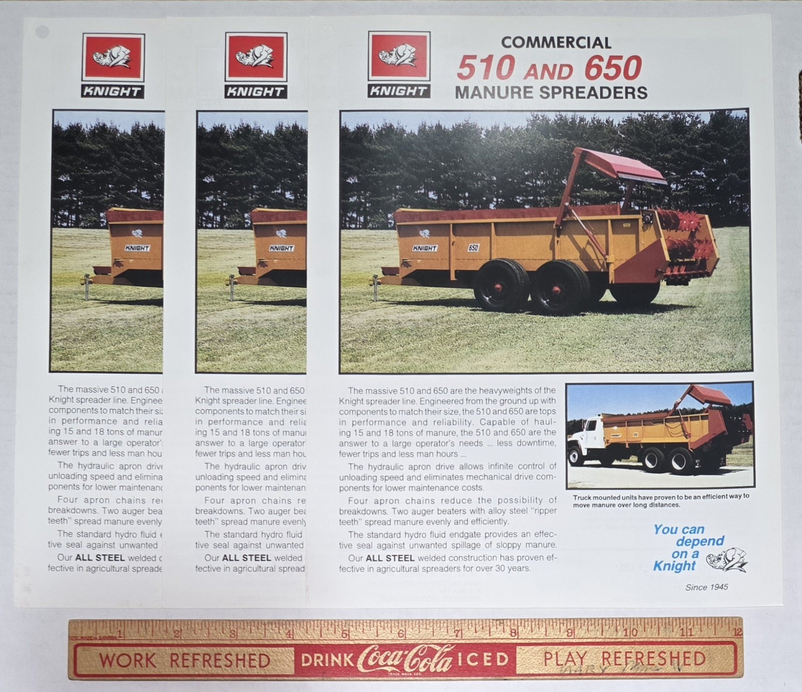 Knight 510 & 650 Commercial Manure Spreaders « 3 » Vintage Advertising Papers