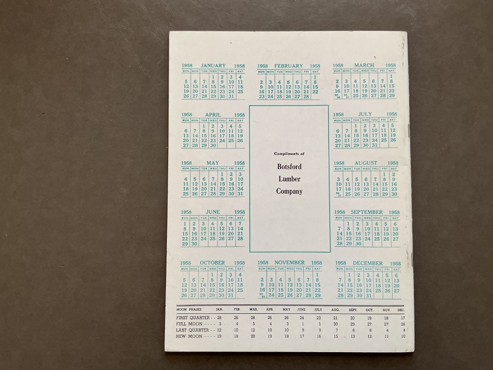 Vintage 1958 Farm Record Book – Botsford Lumber Co. Winona, Minnesota