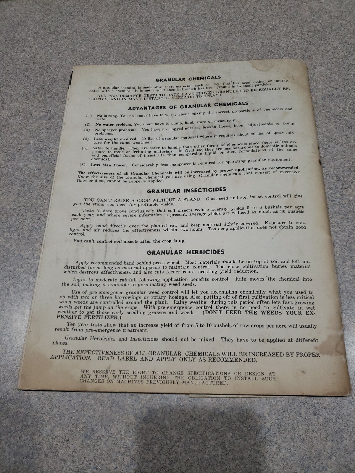 Old Noble Simul-Caster Insecticide Herbicide Applicator Operator&rsquo;s Manual