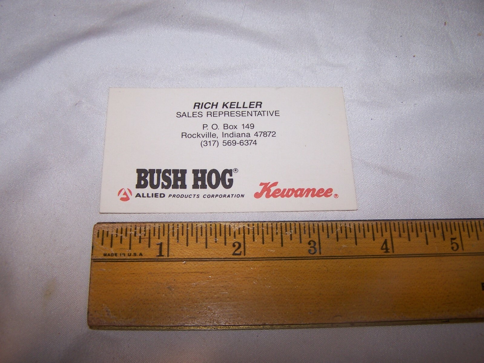 BUSH HOG – KEWANEE Business Card ROCKVILLE INDIANA Rich Keller