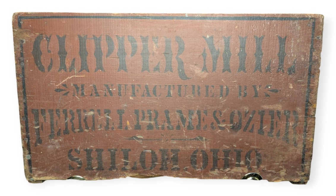 Early Clipper Mill Ferrell, Prame & Ozier Painted Wood Piece Shiloh Ohio 1891/92