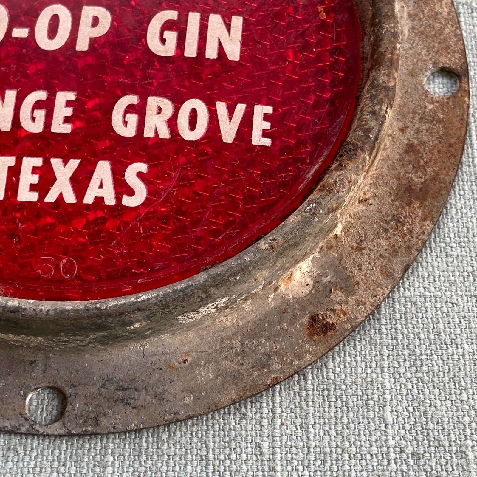 Orange Grove Texas Co-Op Cotton Gin Stratolite Reflector Tractor Truck Red 5.5”