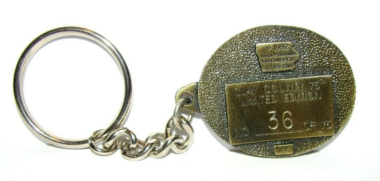 1992 Clay County Fair Spencer Iowa 75th Anniversary Key Chain Serial #36 of 75