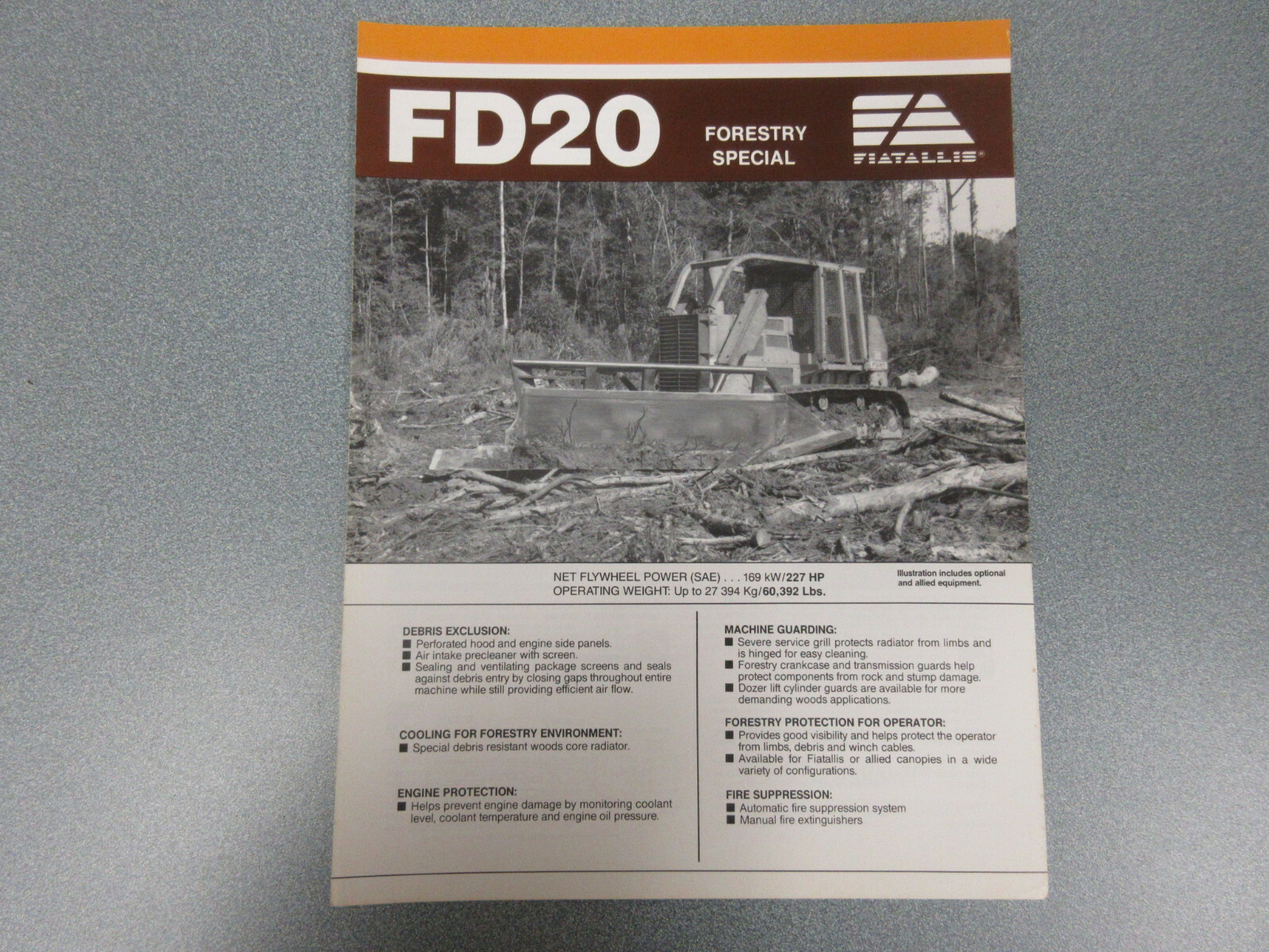 Fiat Allis FD20 Crawler Dozer Brochure 4 Page Forestry Special