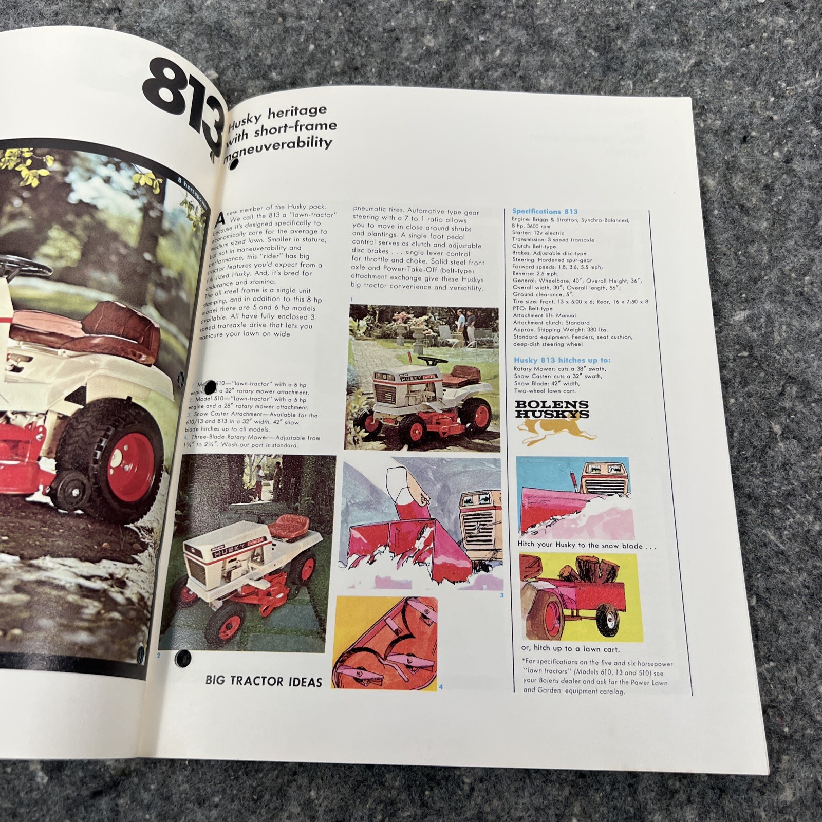 Bolens Husky Big Tractor Full Color Brochure 1886 1477 1476 1256 1054 853 813