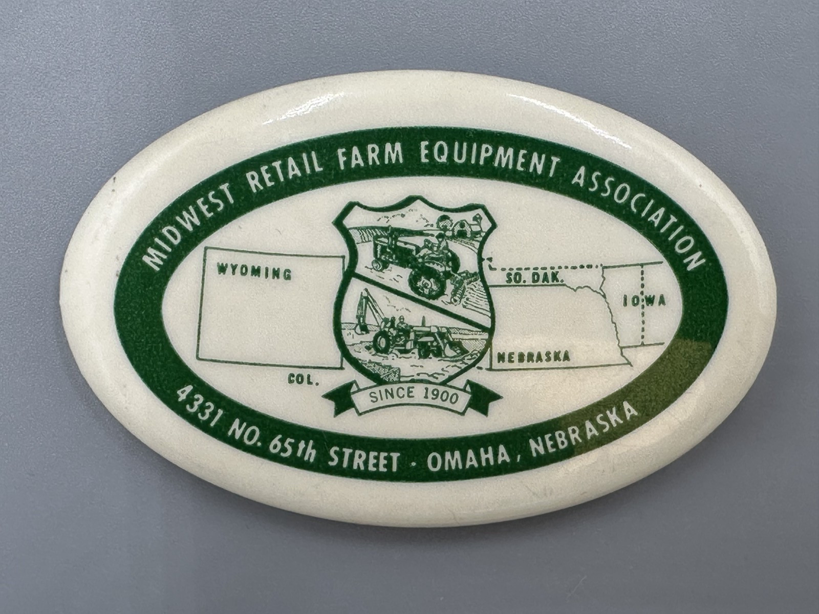 Vintage Midwest FARM EQUIPMENT Assn OMAHA NEBRASKA Tractor PIN Advertising