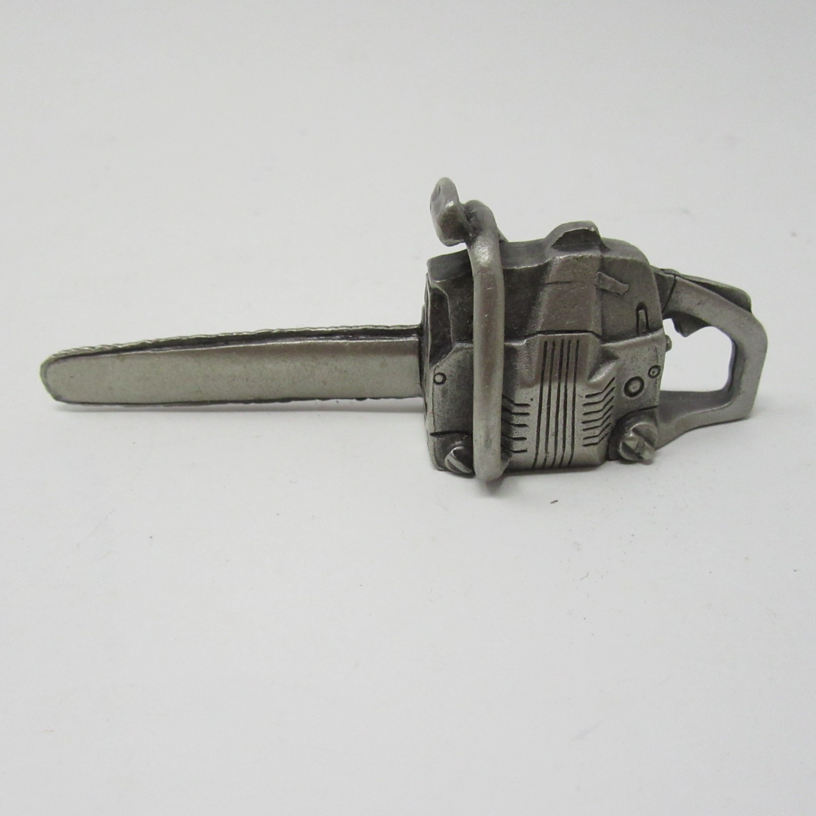 Miniature Metal Chainsaw Figurine Logging Tool Dollhouse Accessory © G.D Vintage