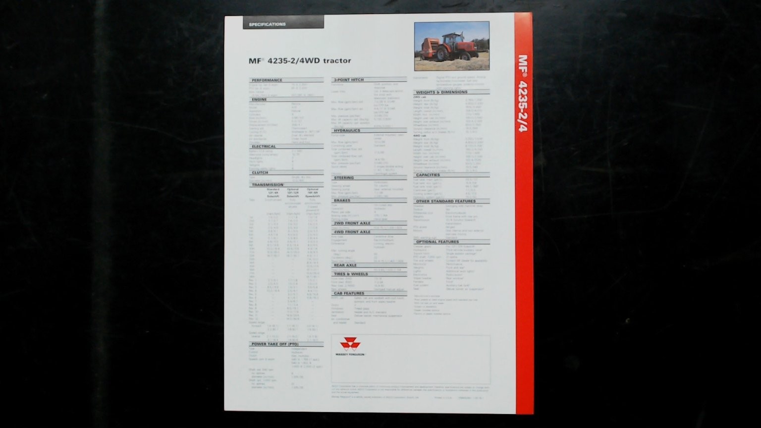 Massey Ferguson MF 4235-2/4WD Tractor Vintage Brochure Red White