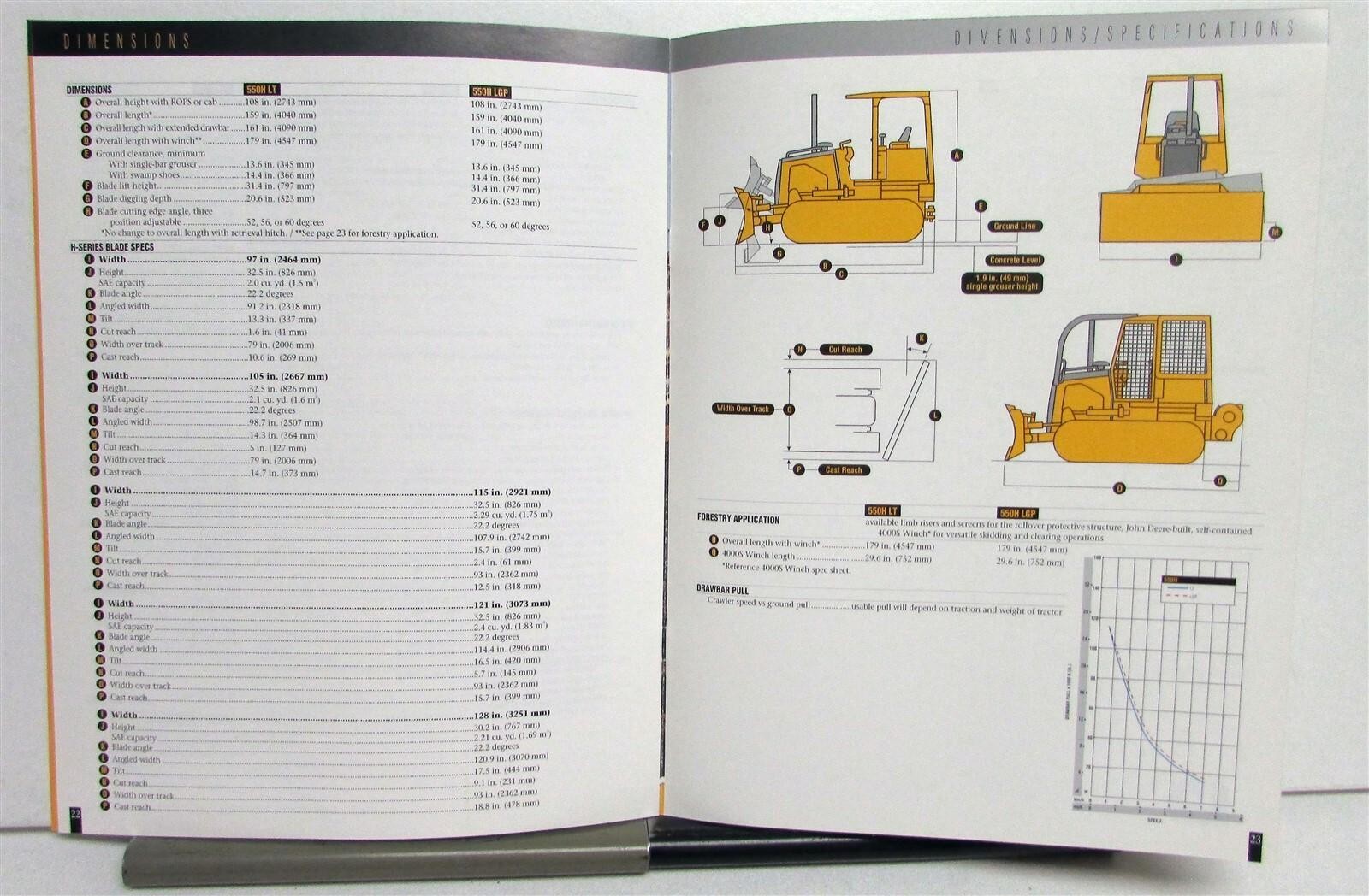 1999 Caterpillar 550H Crawler Dozer Specs Construction Sales Brochure