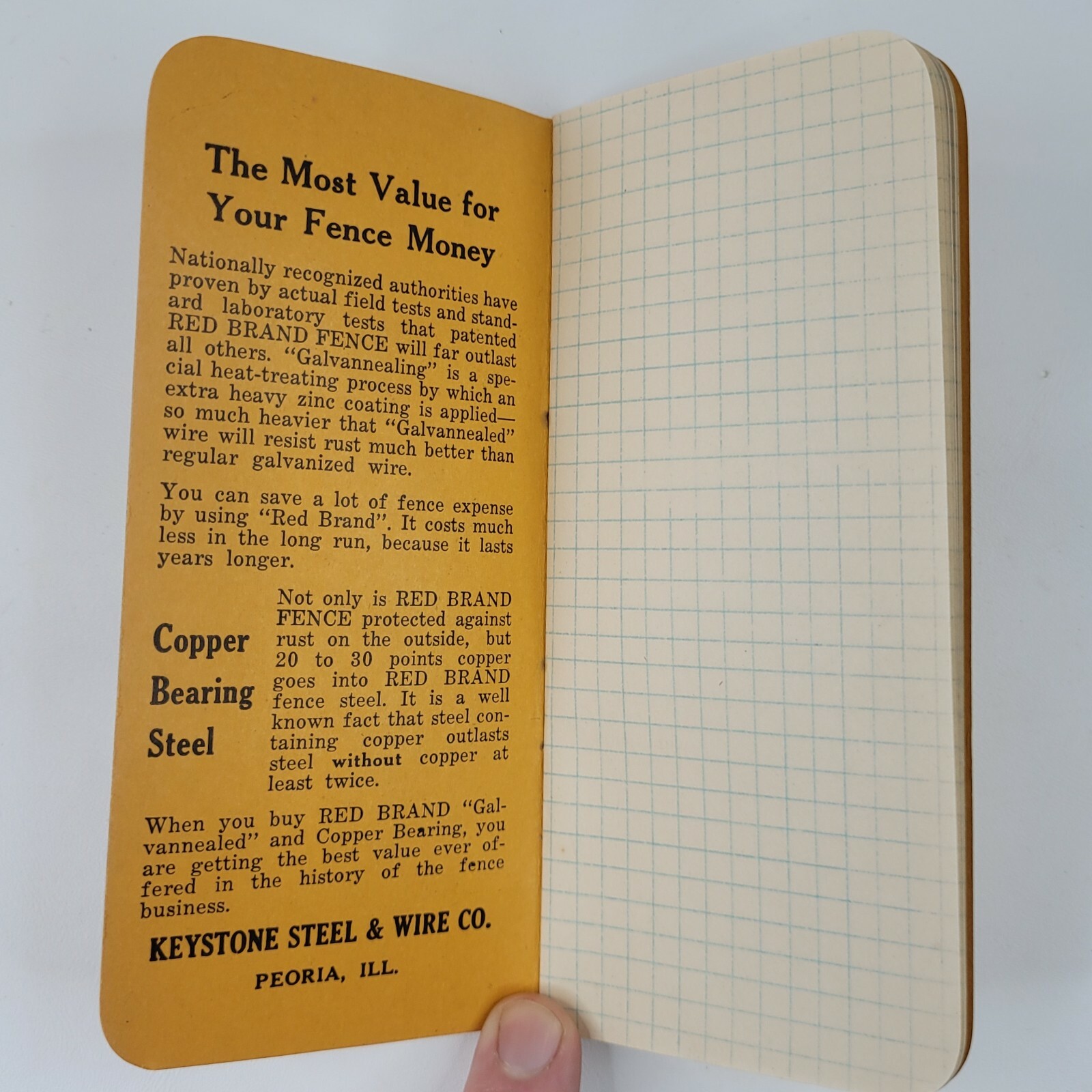 1940s Monarch Red Brand Fence Notebook Ad Giveaway Keystone Steel US Commission