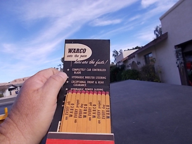 Vintage Warco Road Grader W A Riddel Corp Bucryus Ohio Matchbook Advertising