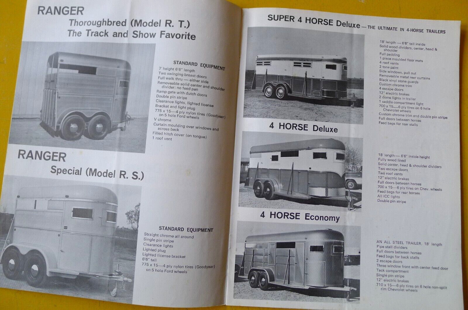 1960s-1970s Vintage CIRCLE H TRAILER Horse & Livestock Trailer Sales BROCHURE