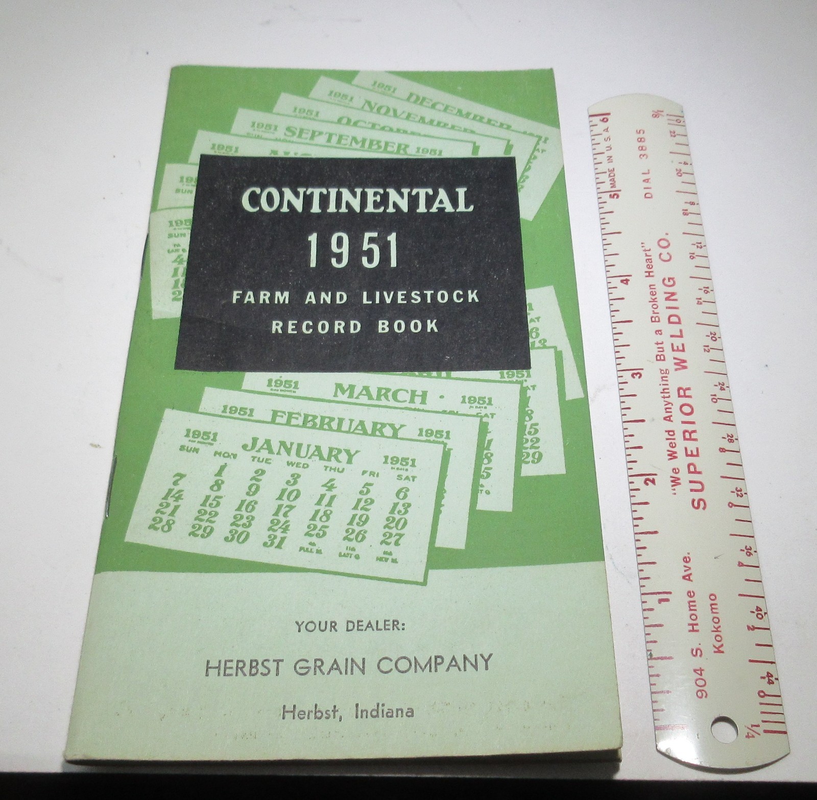 Vintage Continental steel 1951 Farm record book Herbst Indiana Kokomo