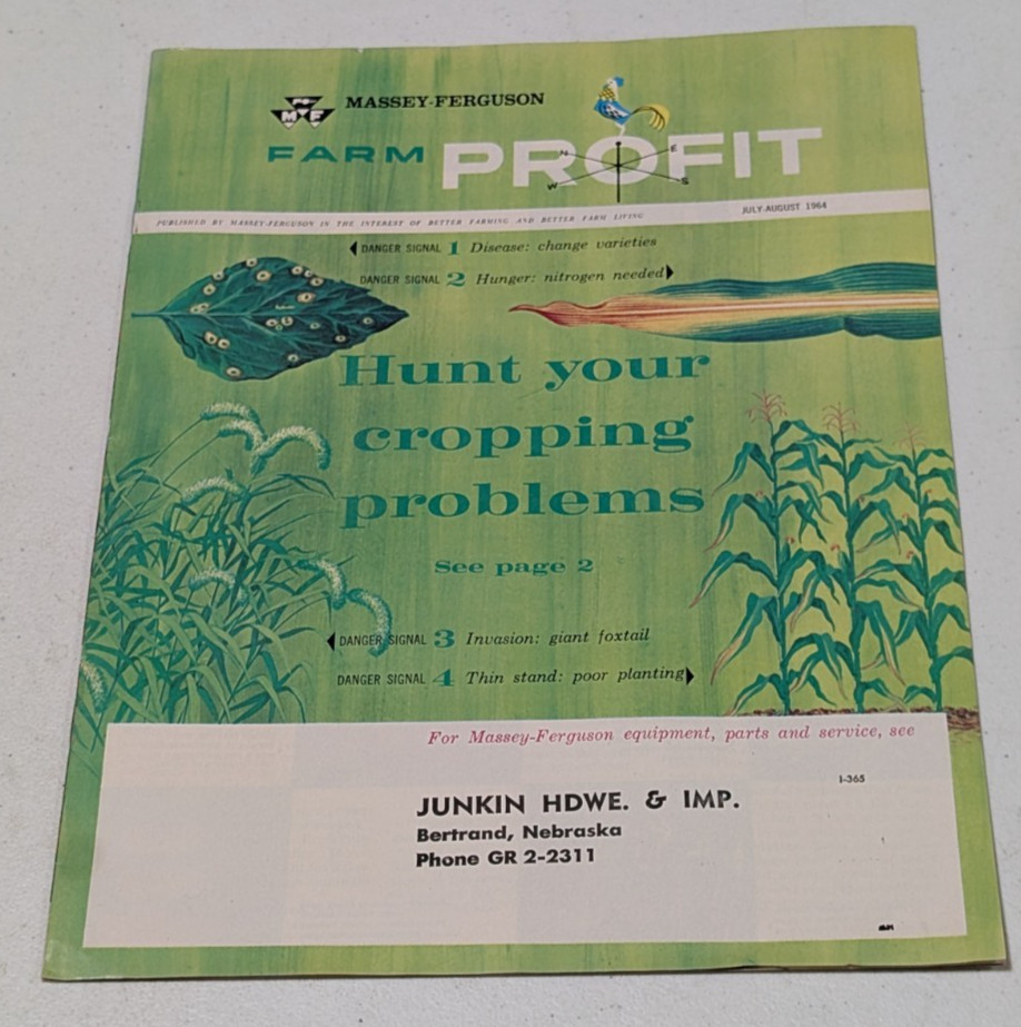 Massey Ferguson Farm Profit Magazine, July-August 1964, 23 pages, Bertrand, Neb.
