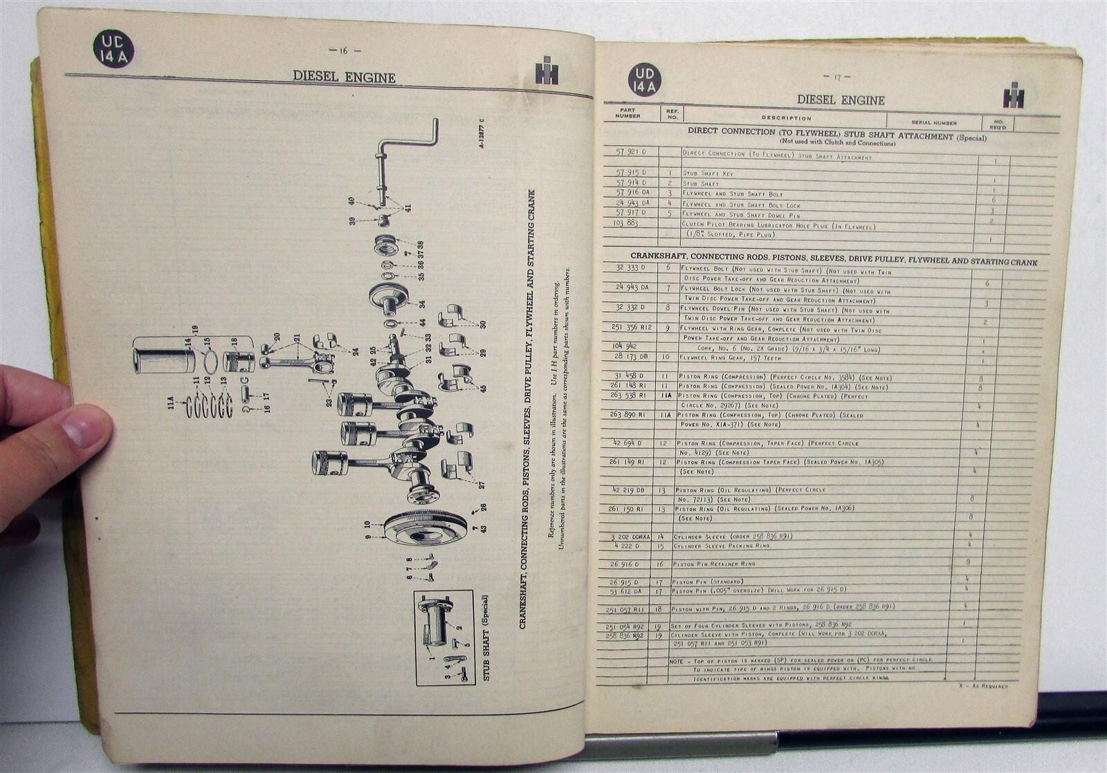 1953 International Harvester UD-14A Power Unit PU-19C Parts & Service Catalog