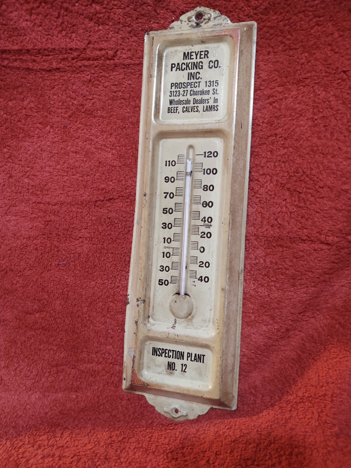 VINTAGE FARM MEAT PACKING COMPANY THERMOMETER