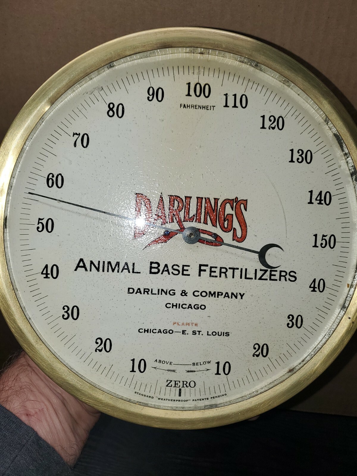 Vintage Darling’s Animal Base Fertilizer Round Thermometer Chicago St. Louis