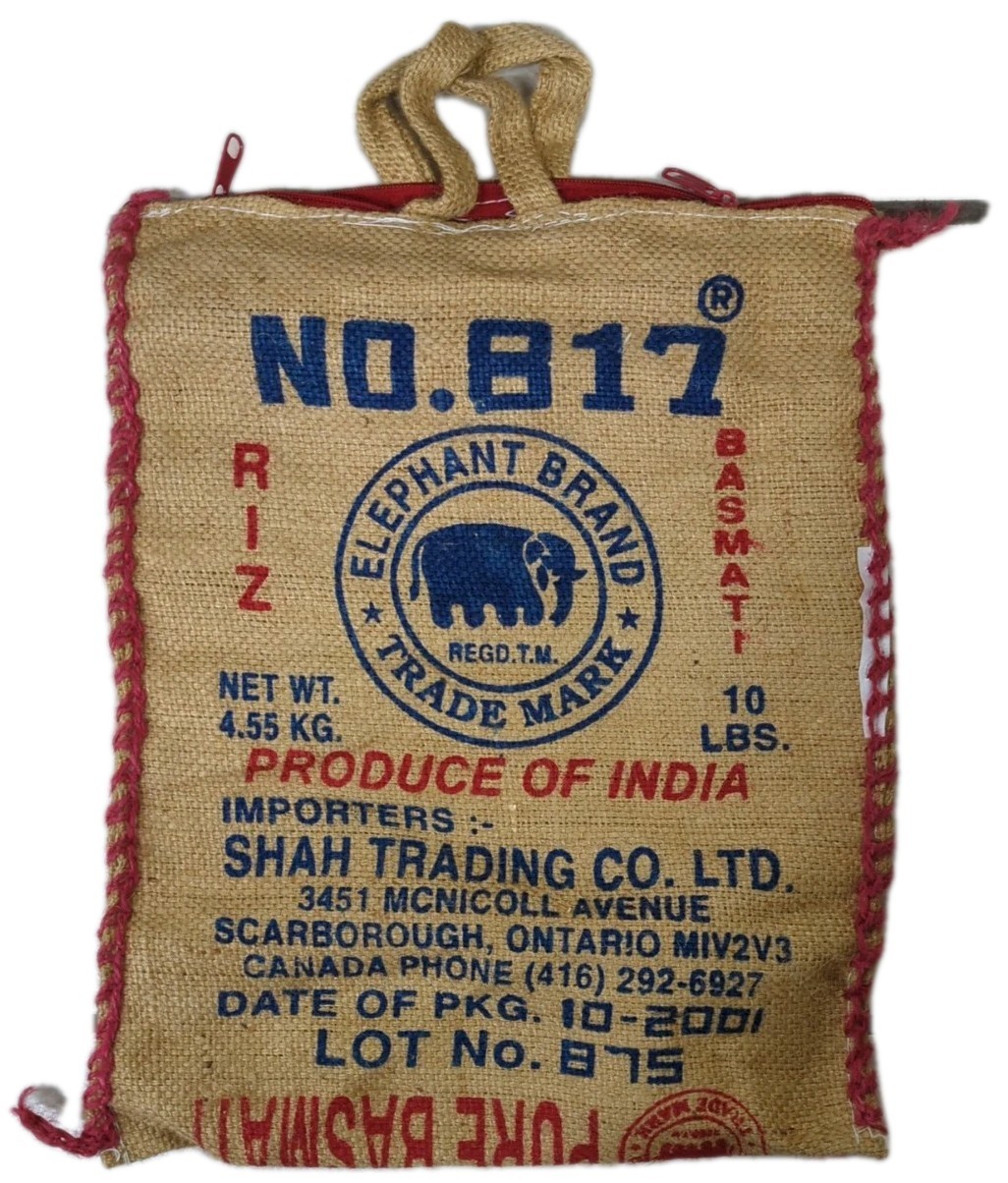 Vintage ELEPHANT BRAND #817 Burlap Bag Handmade Purse Amritsar India 10lbs Rice