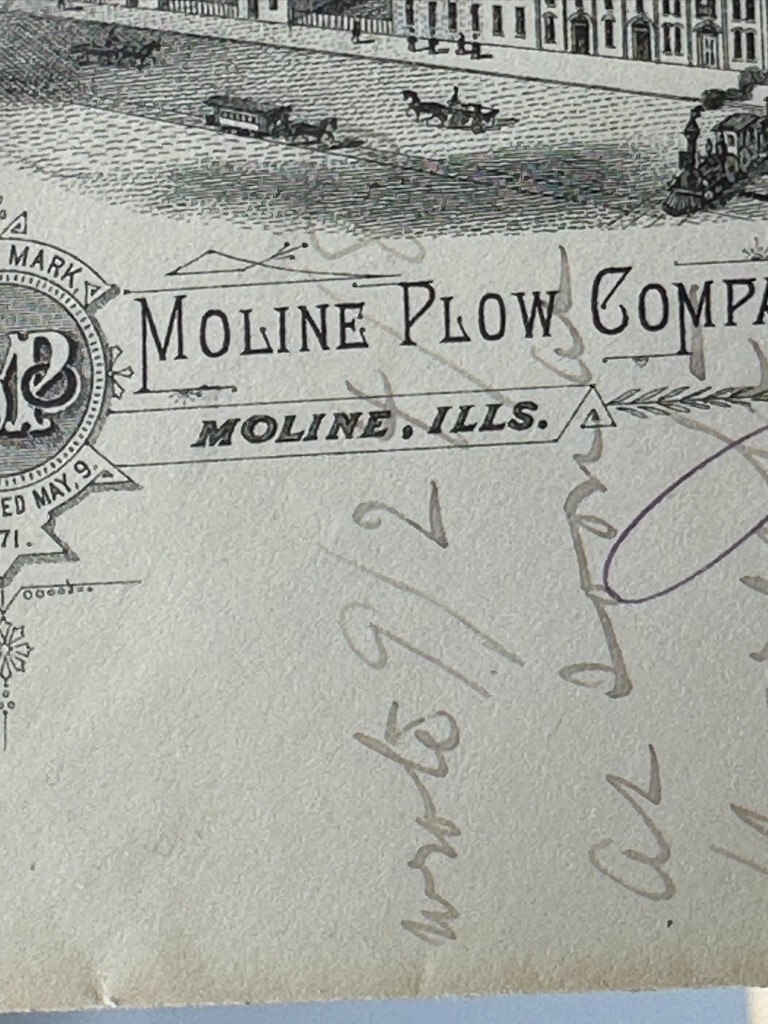 1880 – 1906 MOLINE PLOW Illustrated Postal Covers FARM Advertising Envelope