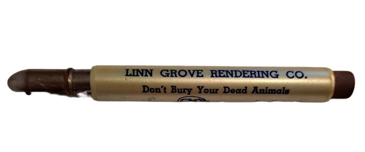Linn Grove Rendering Co IA Dont Bury Your Dead Animals Bullet Pencil Advertising