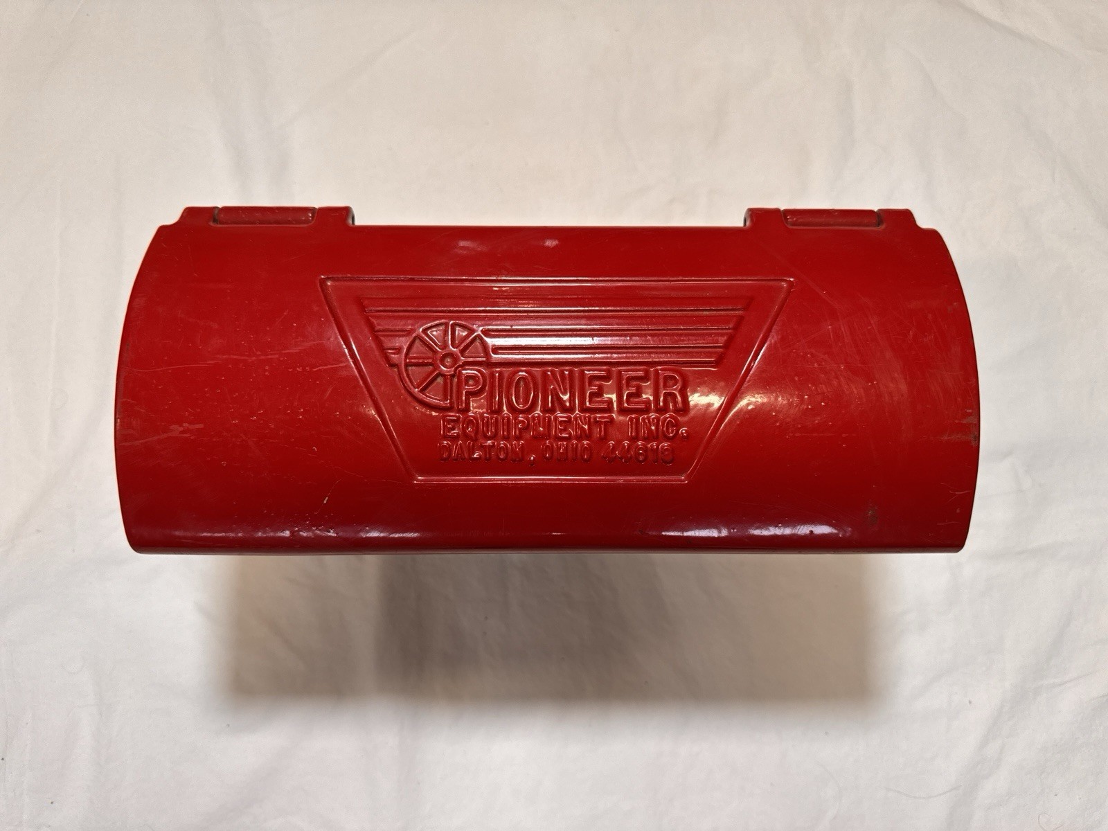 Vintage Pioneer Equipment Inc Tractor Metal TOOL BOX Original Red
