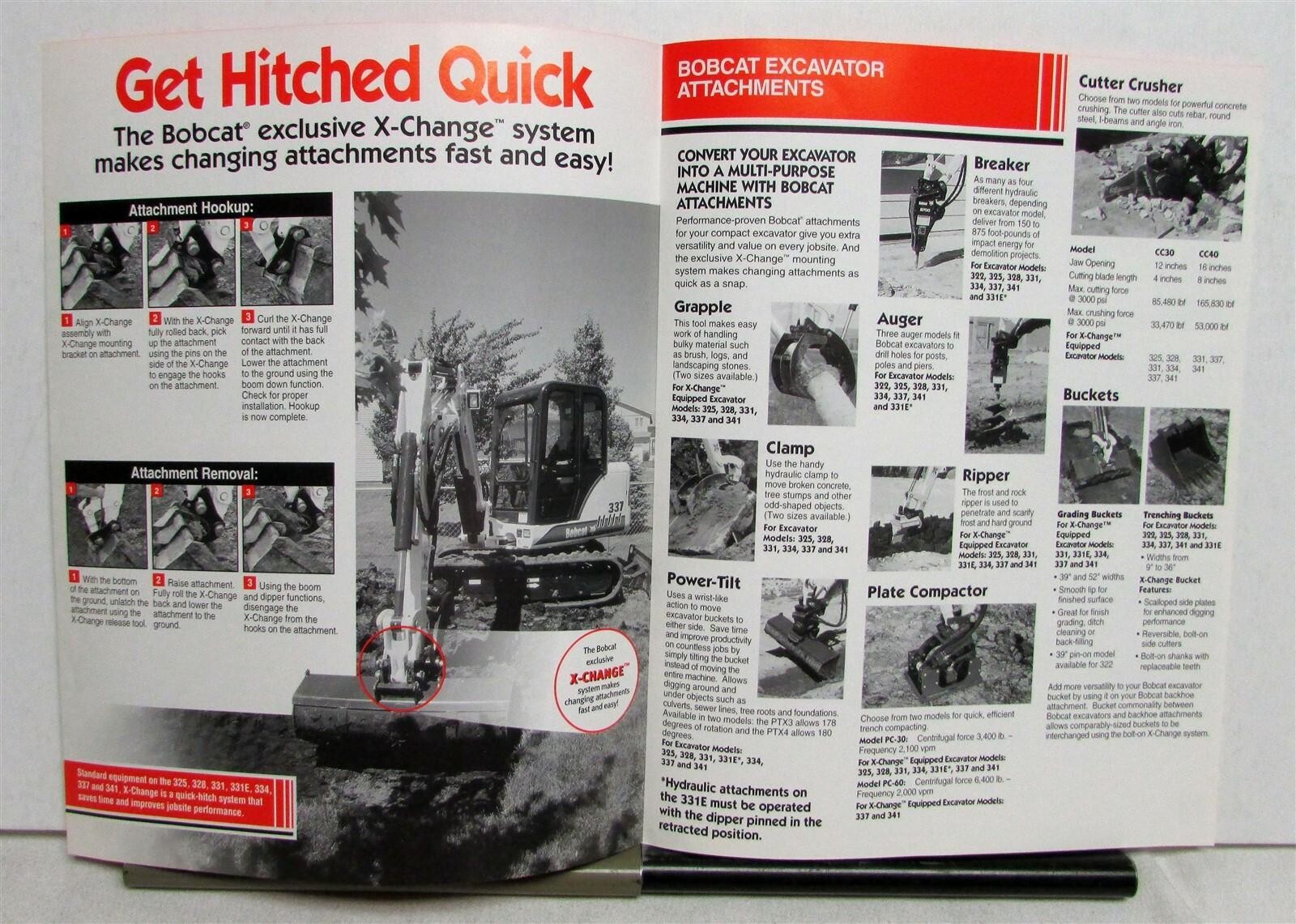 2001 Bobcat Excavator Attachments Multipurpose Construction Sales Folder