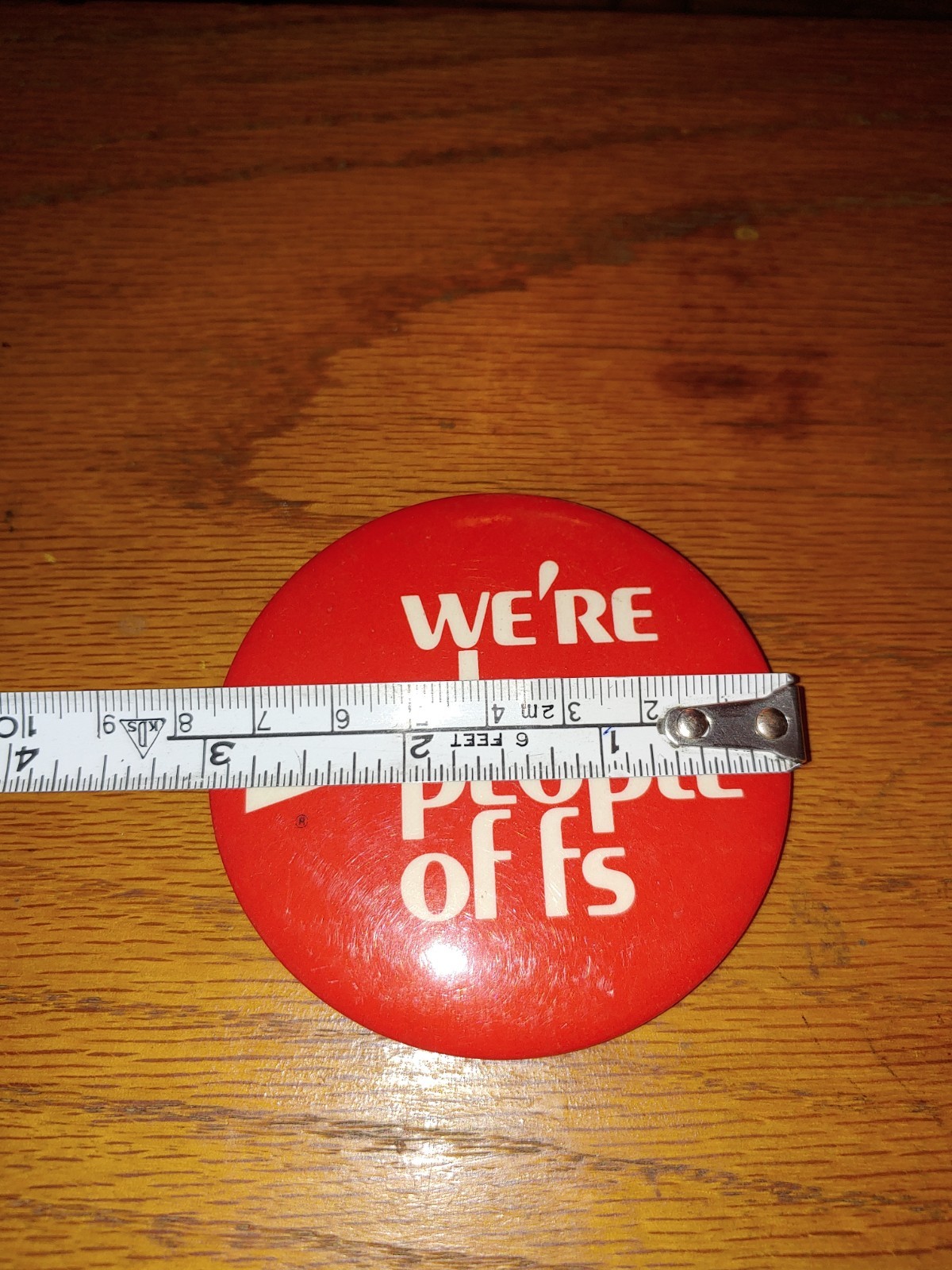 Vintage We&rsquo;re The People Of FS Pin-Back 3&Prime; Button Farm Supply Company