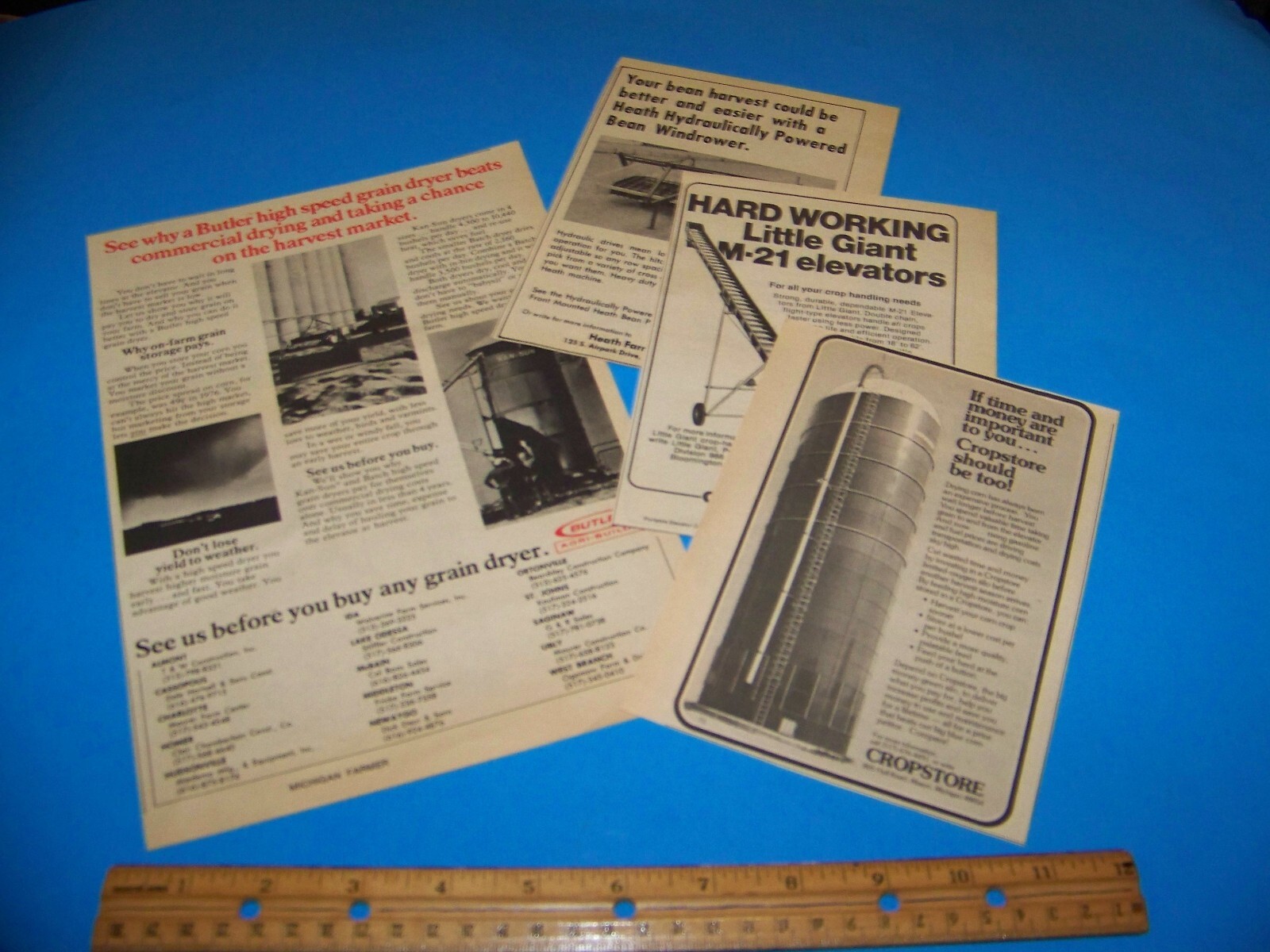 Mixed Lot Agricultural Print Ads from Magazine Vintage 1977 Heath / Butler