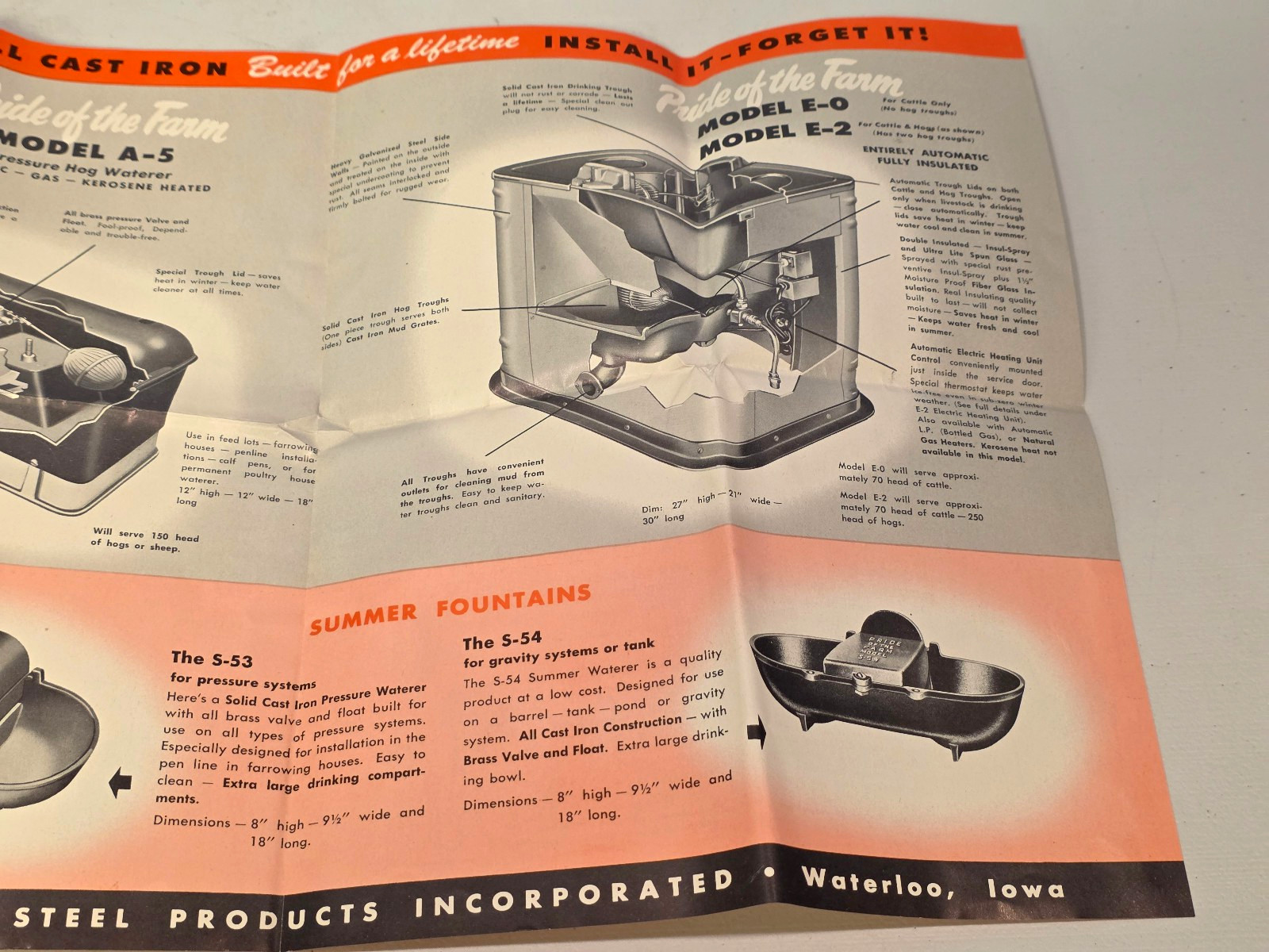 1950s Pride of the Farm Hog Livestock Automatic Water Feeder Brochure